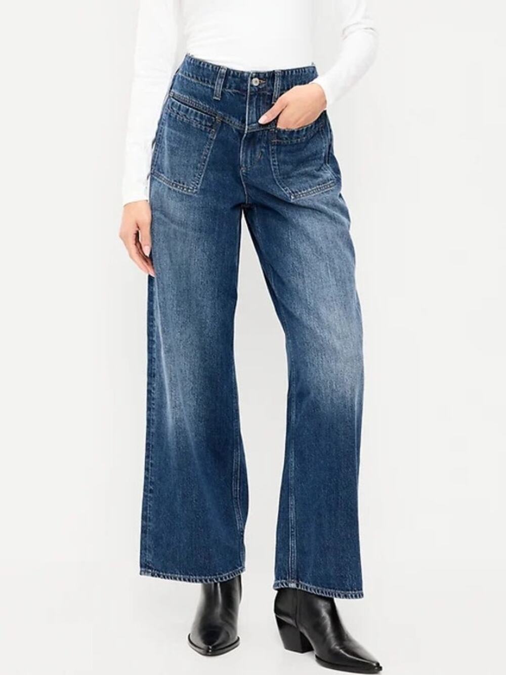 Old Navy Drapey Denim High-Waisted Baggy Wide-Leg Jeans, 14